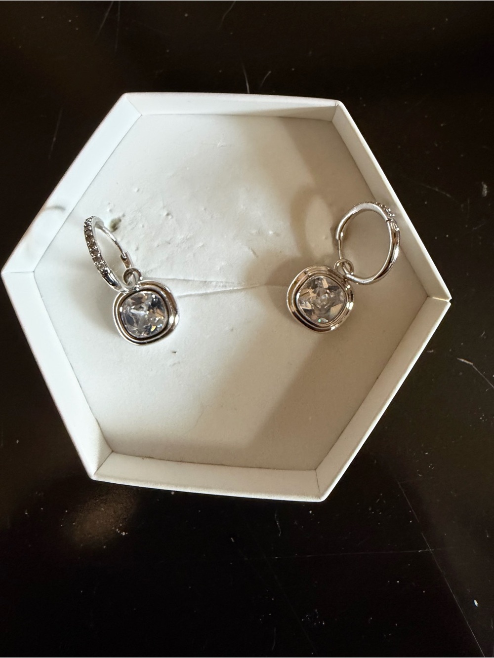 CZ on Rhodium Hoops: Removable Charm